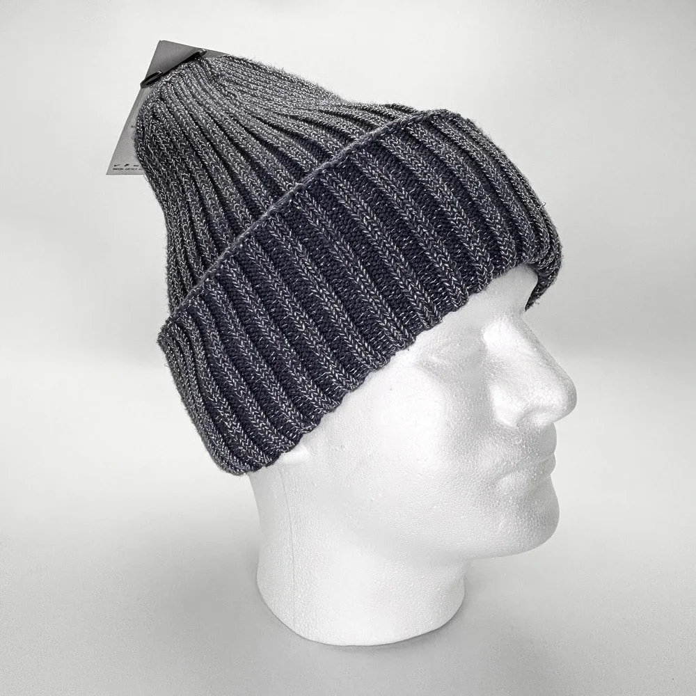NEW Nike Beanie Hat Blue Heather Rib Knit Fleece Lined Cuffed NWT One Size Women